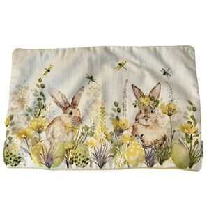 Easter Watercolor Bunny Pillow Cover Spring Rabbits Dragonfly Hip Hop 14x22”